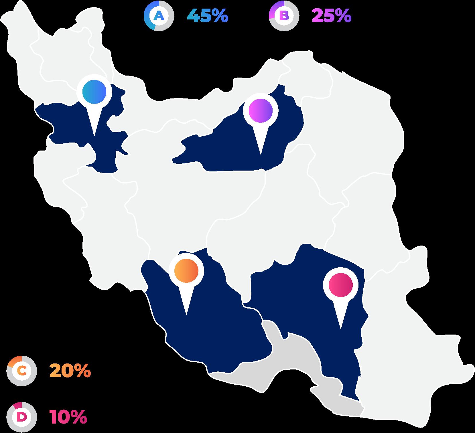 نقشه شبکه فروش ایران
